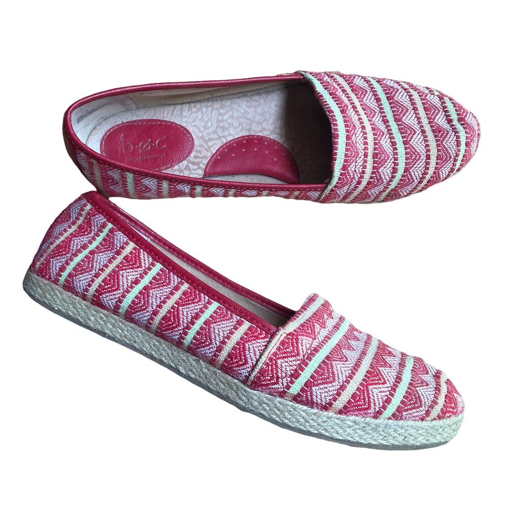 BOC Born Sz 9.5 Womens Franki Aztec Espadrille Southwest Slip On Flats Red